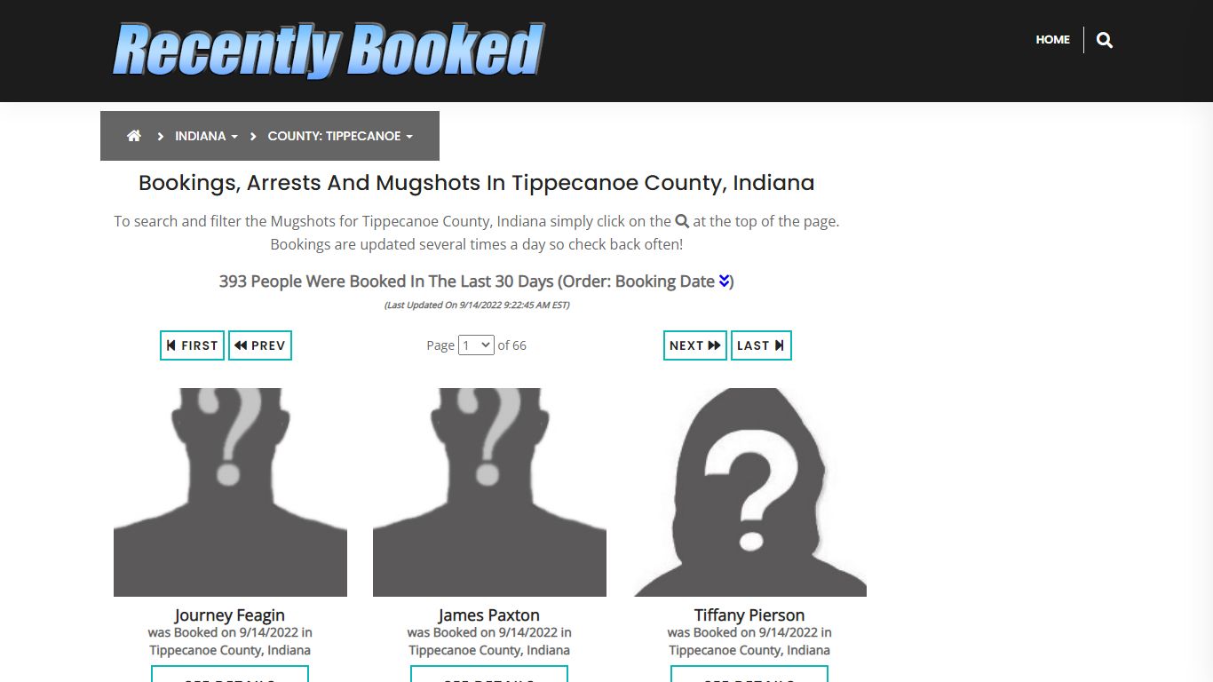 Bookings, Arrests and Mugshots in Tippecanoe County, Indiana